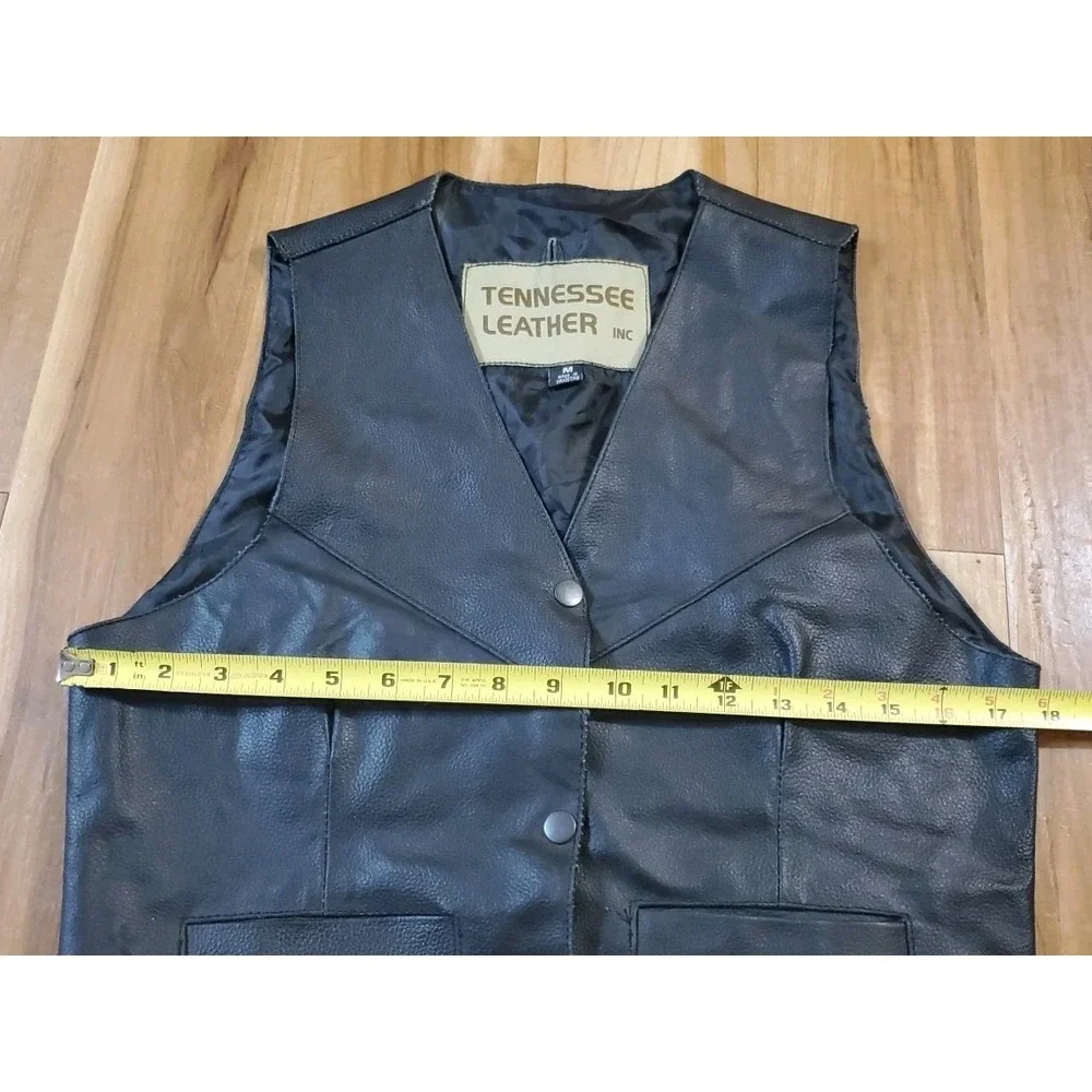 Tennessee Leather Biker Vest Black Size Medium Motorcycle